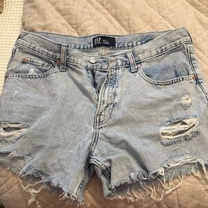 GAP Women's Distressed Light Blue Jean Shorts